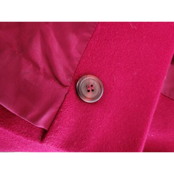 Vintage Jones NY Oversized Full Lenght Wool Overcoat Raspberry No Size Tag EUC - Picture 8 of 8